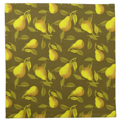 Yellow pears on a dark green background cloth napkin