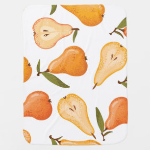 Yellow Pears: Seamless White Background. Baby Blanket