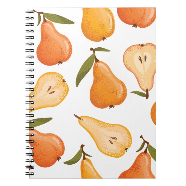 Yellow Pears: Seamless White Background. Notebook (Front)