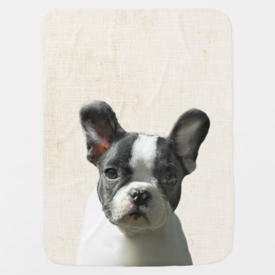Yellow Peekaboo Boston Terrier Minimalist Nursery Baby Blanket