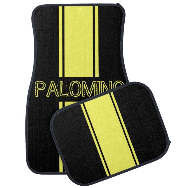Yellow Peel Racing Stripes Car Floor Mat (Set)