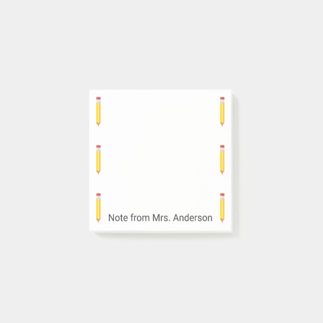 Yellow Pencil Boarder Personalize Post-it Notes (Front)