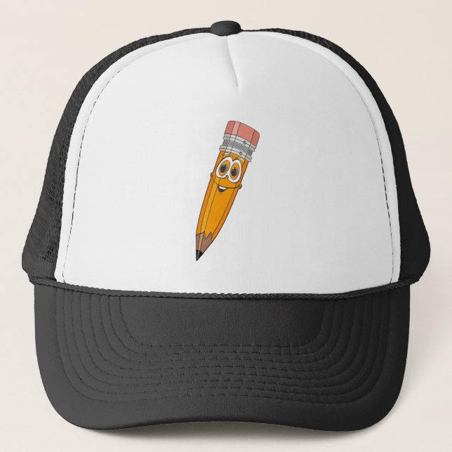 Yellow Pencil Cartoon Trucker Hat (Front)