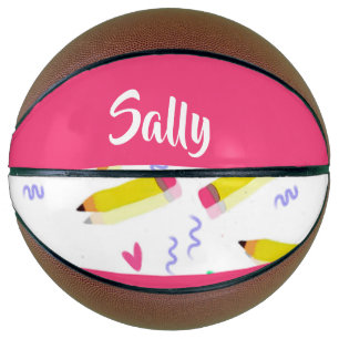 Yellow pencils and scrabbles on white basketball