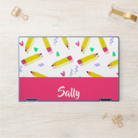 Yellow pencils and scrabbles on white HP laptop skin