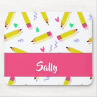Yellow pencils and scrabbles on white mouse pad