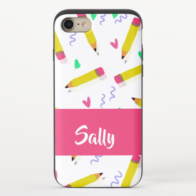 Yellow pencils and scrabbles on white uncommon iPhone case (Back)