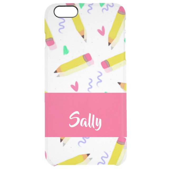 Yellow pencils and scrabbles on white uncommon iPhone case (Back)