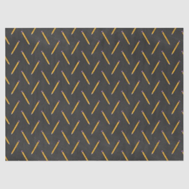 Yellow Pencils on Chalkboard Decoupage Tissue Paper (Front)