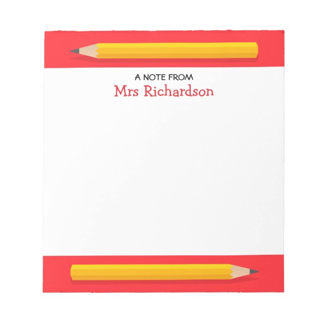Yellow pencils personalized name teacher notepad (Front)