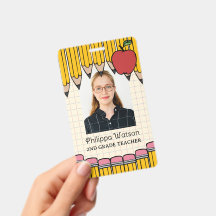 Yellow Pencils Red Apple School Teacher ID