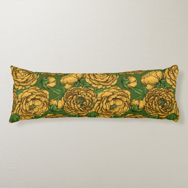 Yellow peony bouquet body pillow (Front)