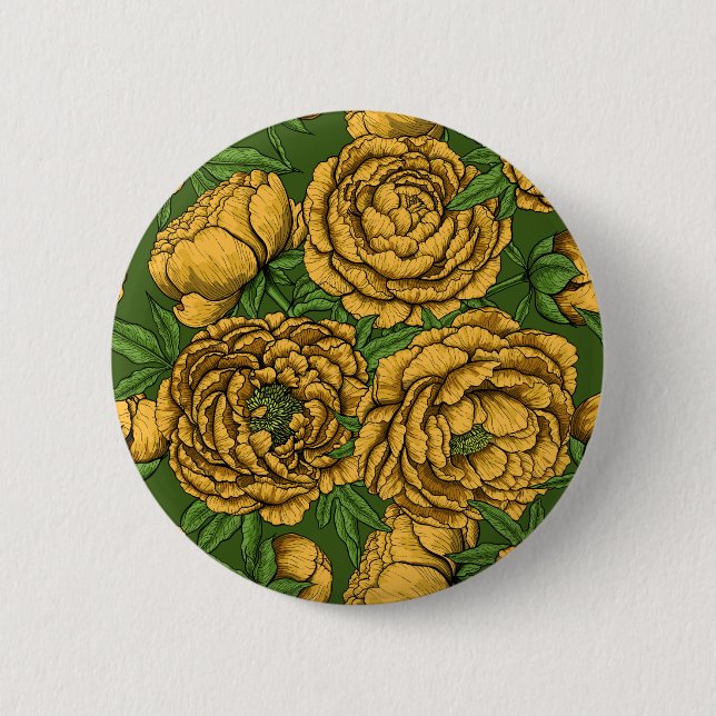 Yellow peony bouquet button (Front)