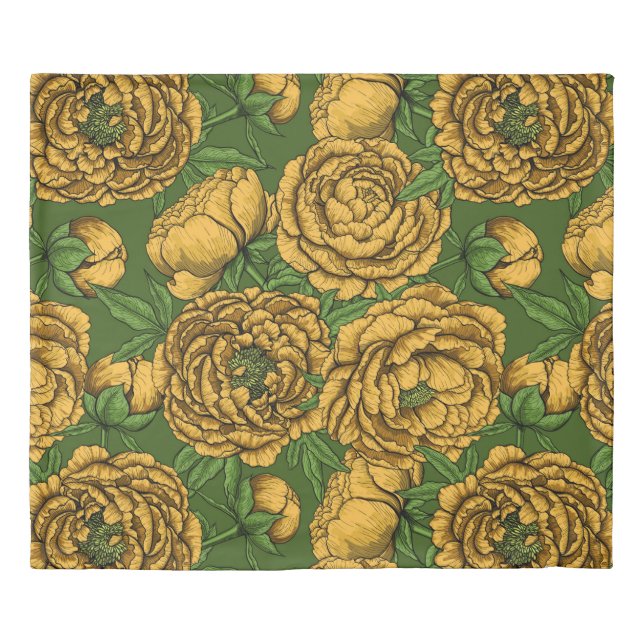 Yellow peony bouquet duvet cover (Front)