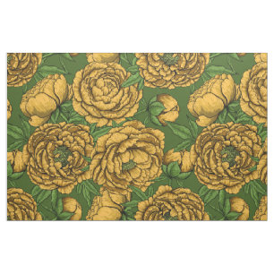 Yellow peony bouquet fabric