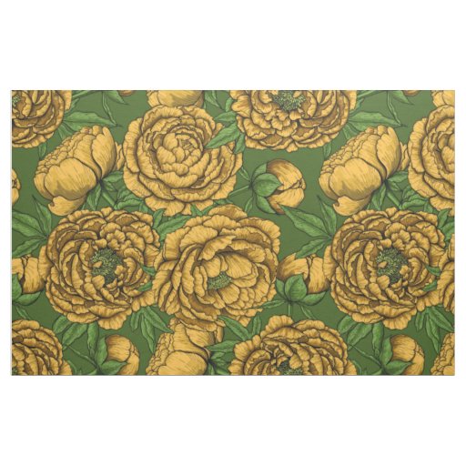 Yellow peony bouquet fabric