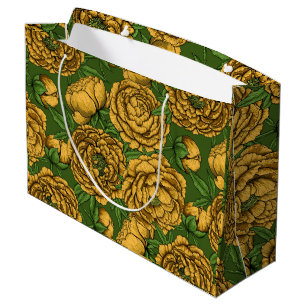 Yellow peony bouquet large gift bag