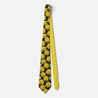 Yellow Peony Floral Pattern Neck Tie