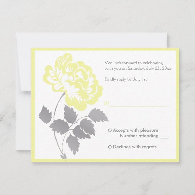 Yellow Peony on White Reply Card (Front)