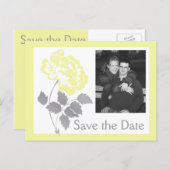 Yellow Peony on White Save the Date Postcard (Front/Back)