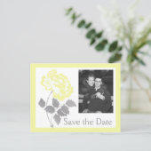 Yellow Peony on White Save the Date Postcard (Standing Front)