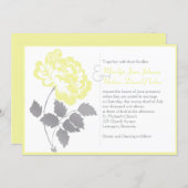 Yellow Peony on White Wedding Invitation (Front/Back)