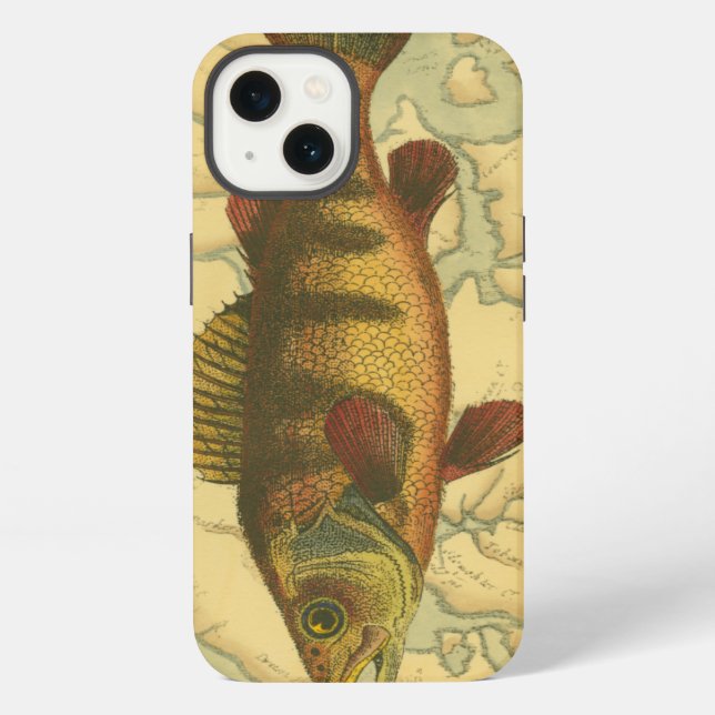 Yellow Perch on Map Iphone Case (Back)