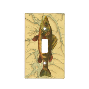 Yellow Perch on Map Light Switch Cover