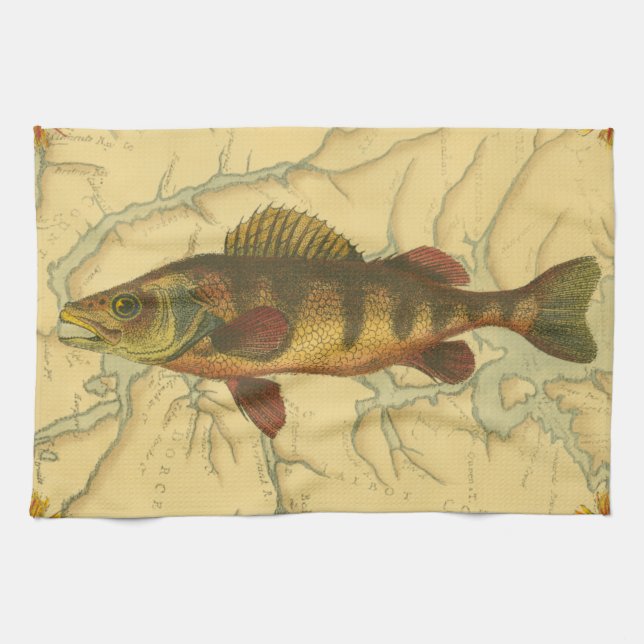 Yellow Perch on Map Towel (Horizontal)