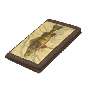 Yellow Perch on Map Tri-fold Wallet