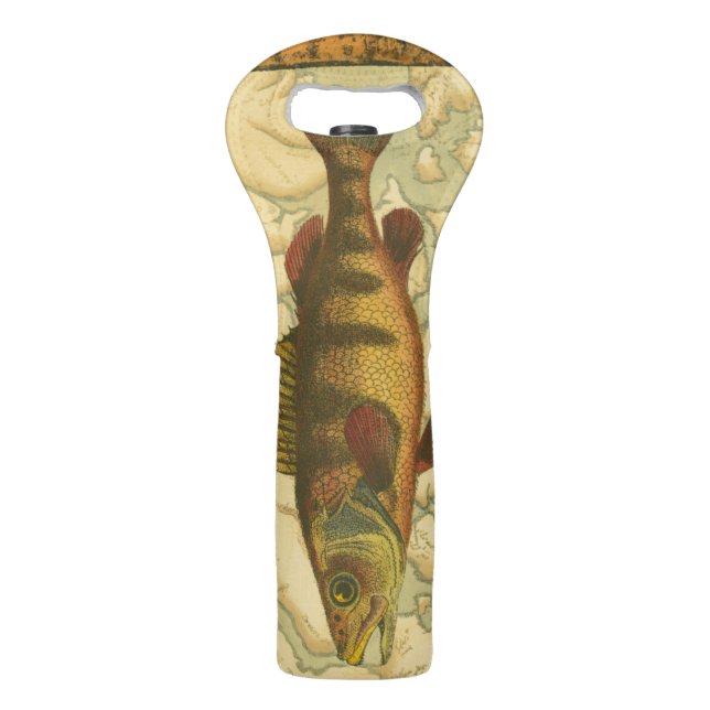 Yellow Perch on Map Wine Bag (Back)