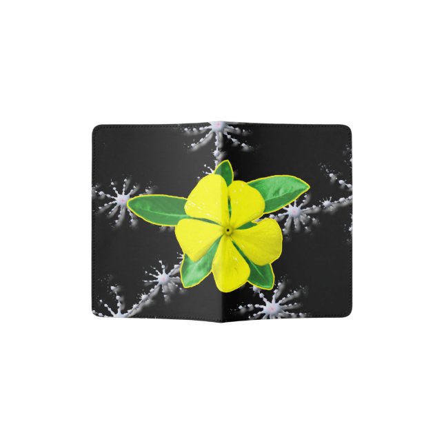 Yellow Periwinkle Fractal Splash Passport Holder (Opened)