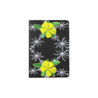 Yellow Periwinkle Fractal Splash Passport Holder