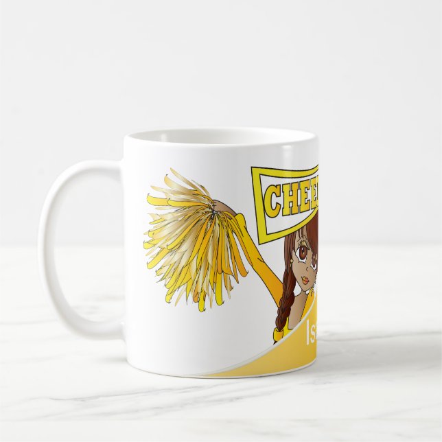 Yellow Personalize Cheerleader Girls Coffee Mug (Left)