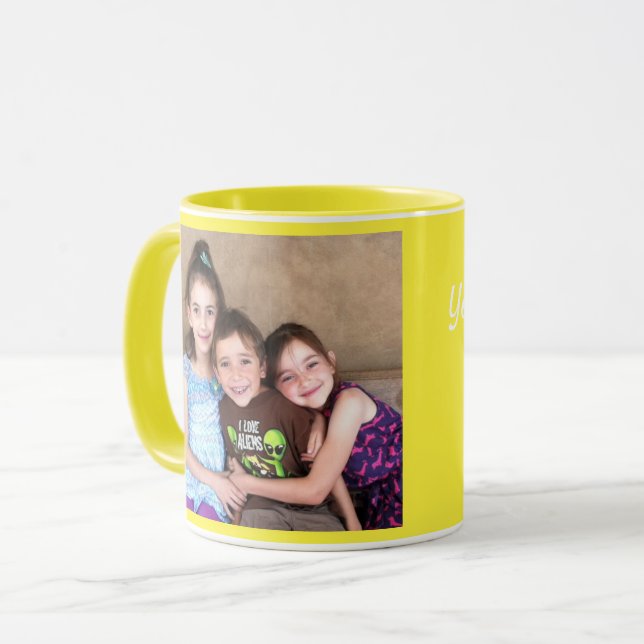 Yellow Personalize PHOTO TEMPLATE Gift Coffee Mug (Front Left)