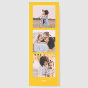 YELLOW Personalized 3 Square Photos and text Bookmarks