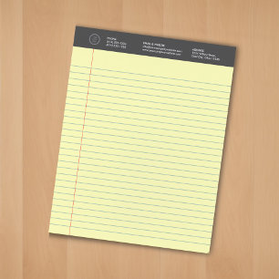 Yellow Personalized Business Logo Wide Ruled Lined Notepad