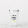 Yellow Personalized Clear Tumbler with Straw