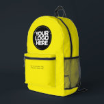 Yellow | Personalized Corporate Logo and Text Printed Backpack<br><div class="desc">Classic gender neutral bright yellow | Personalized Corporate Logo and Text Modern Business Printed Backpack</div>