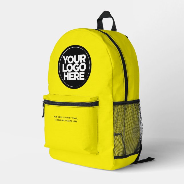 Yellow | Personalized Corporate Logo and Text Printed Backpack (Back Corner Right)