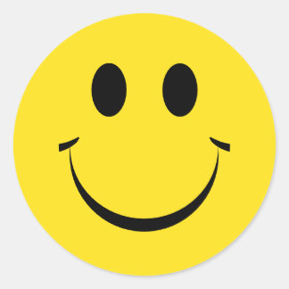 Yellow Personalized Happy Face Cute Classic Round  Classic Round Sticker