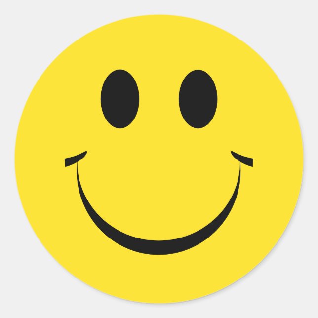 Yellow Personalized Happy Face Cute Classic Round  Classic Round Sticker (Front)