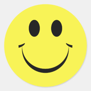 Yellow Personalized Happy Face Cute Classic Round Sticker