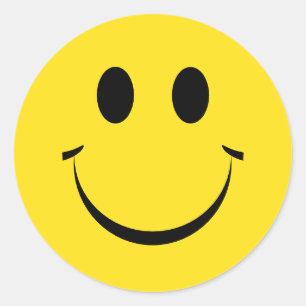 Yellow Personalized Happy Face Cute Classic Round  Sticker