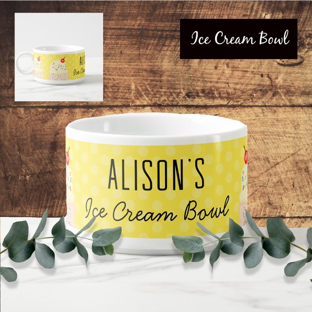 Yellow Personalized Name Ice Cream Bowl (Creator Uploaded)