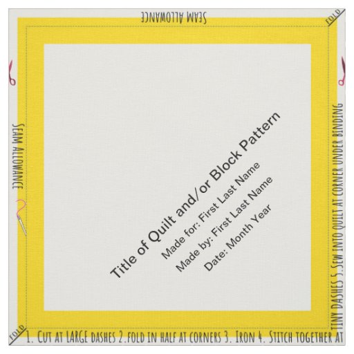 Yellow Personalized Simple Quilt Label Corner Fabric