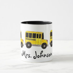 Yellow Personalized Teacher School Bus Driver Gift Mug