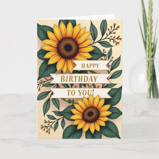 Yellow Petal Birthday Card (Front)
