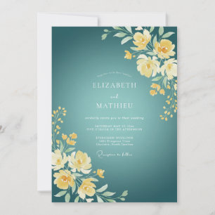 Yellow Petrol Petal Wedding Invitation