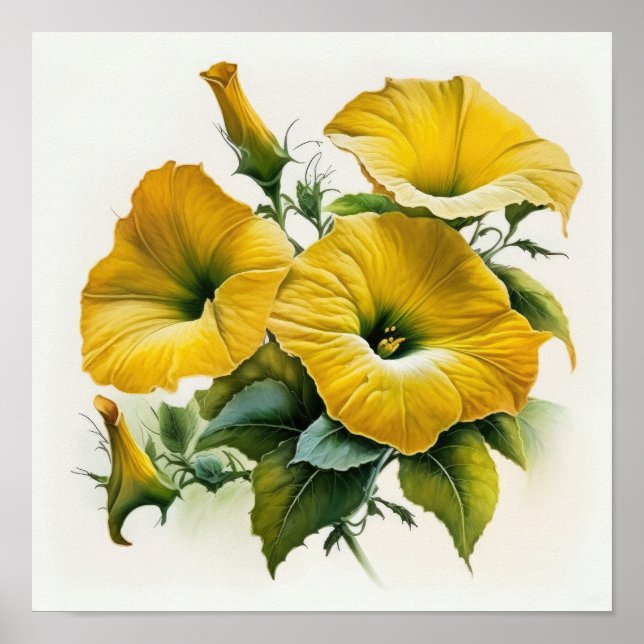 Yellow Petunias Flower Art Print Poster (Front)